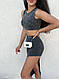 Літній костюм короткий топ і спідниця з розрізом рубчик тай-дай, фото 4