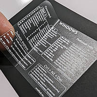 Наклейка прозора, білий текст з переліком комбінацій гарячих клавіш / сполучення клавіш Windows - 1шт