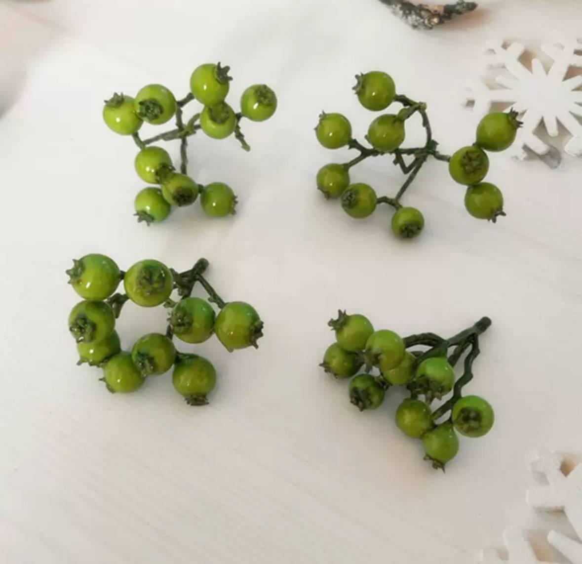 Гілка зелена ягода (калина, горобина, шипшина) 6 см, фото 1