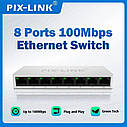 8-портів мережевий комутатор. PIX-LINK SW08 Network Ethernet Switch 8 Port 10/100Mbps, фото 3