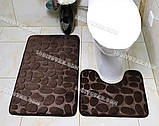 Набір килимків із мікрофібри у ванну та туалет "Хамелеон", 80х50 см і 40х50 см., коричневий орнамент, фото 5