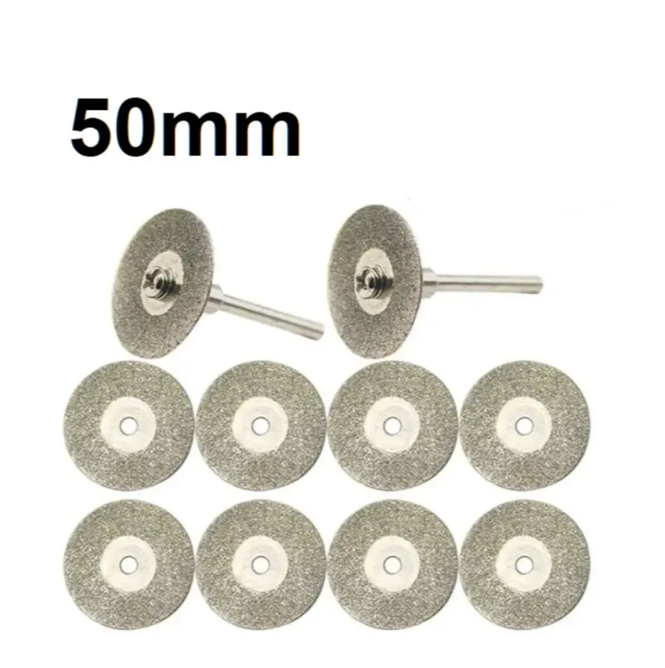 Комплект дисків алмазних SILVER 50 MM на гравер, дриль (10ШТ) + 2 тримачі