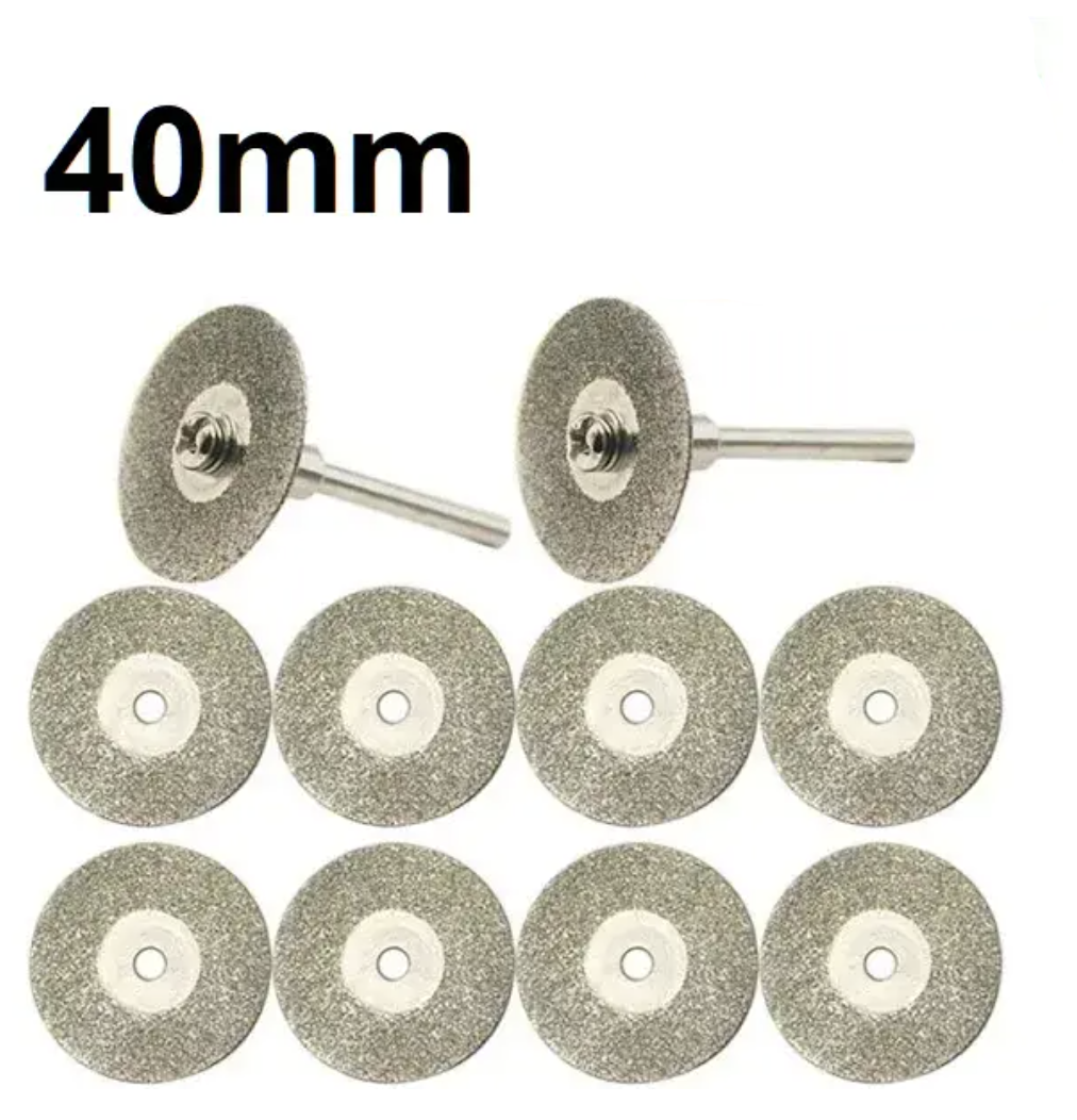 Комплект: Диск алмазний SILVER 40 мм-10 шт + тримач дисків -2 шт_ для гравера и дриля, фото 1