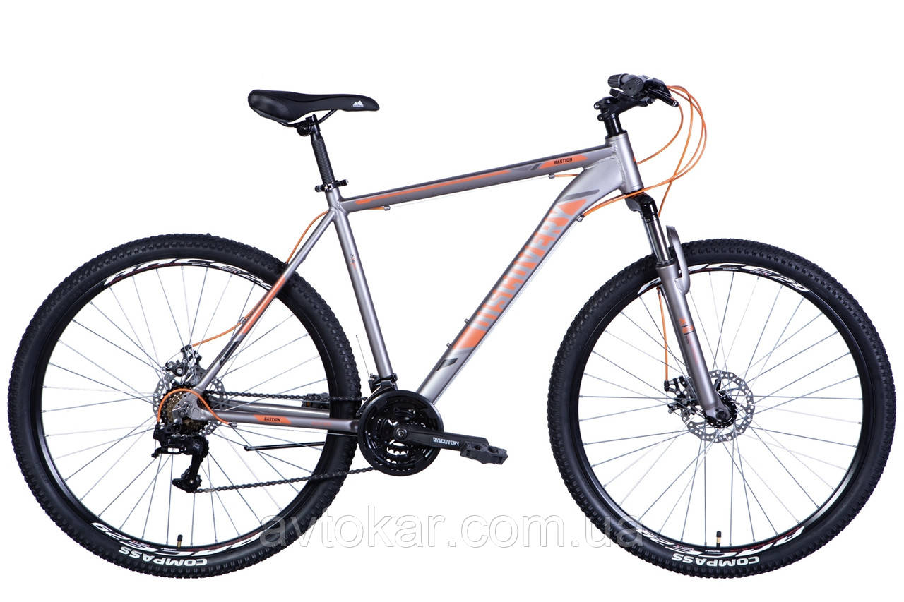 Велосипед алюміній 29 Discovery BASTION AM DD frame-21 сріблясто-жовтогарячий (матовий) 2024 2024 ORG