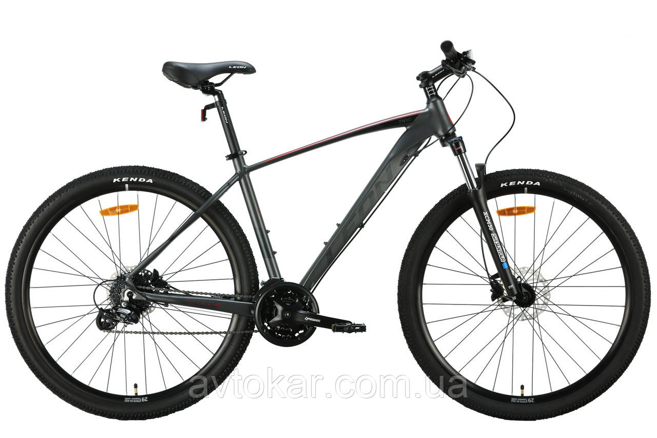 Велосипед алюміній 29" Leon TN-80 AM Hydraulic lock out HDD рама-19" графітовий з чорним і червоним (матовий)
