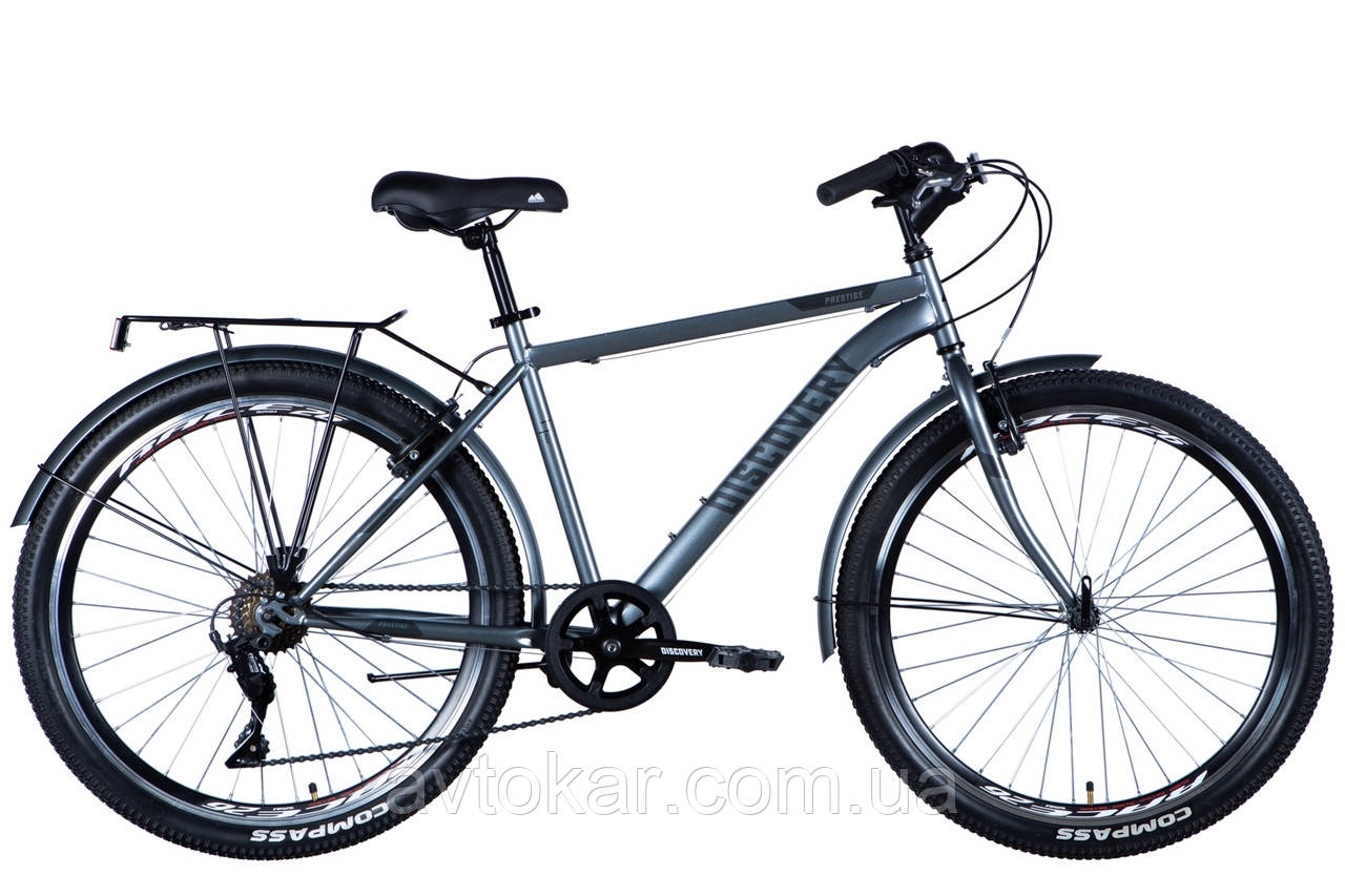 Велосипед ST 26» Discovery PRESTIGE MAN Vbr рама- з багажником задн St з крилом St 2024 (сірий) ORG
