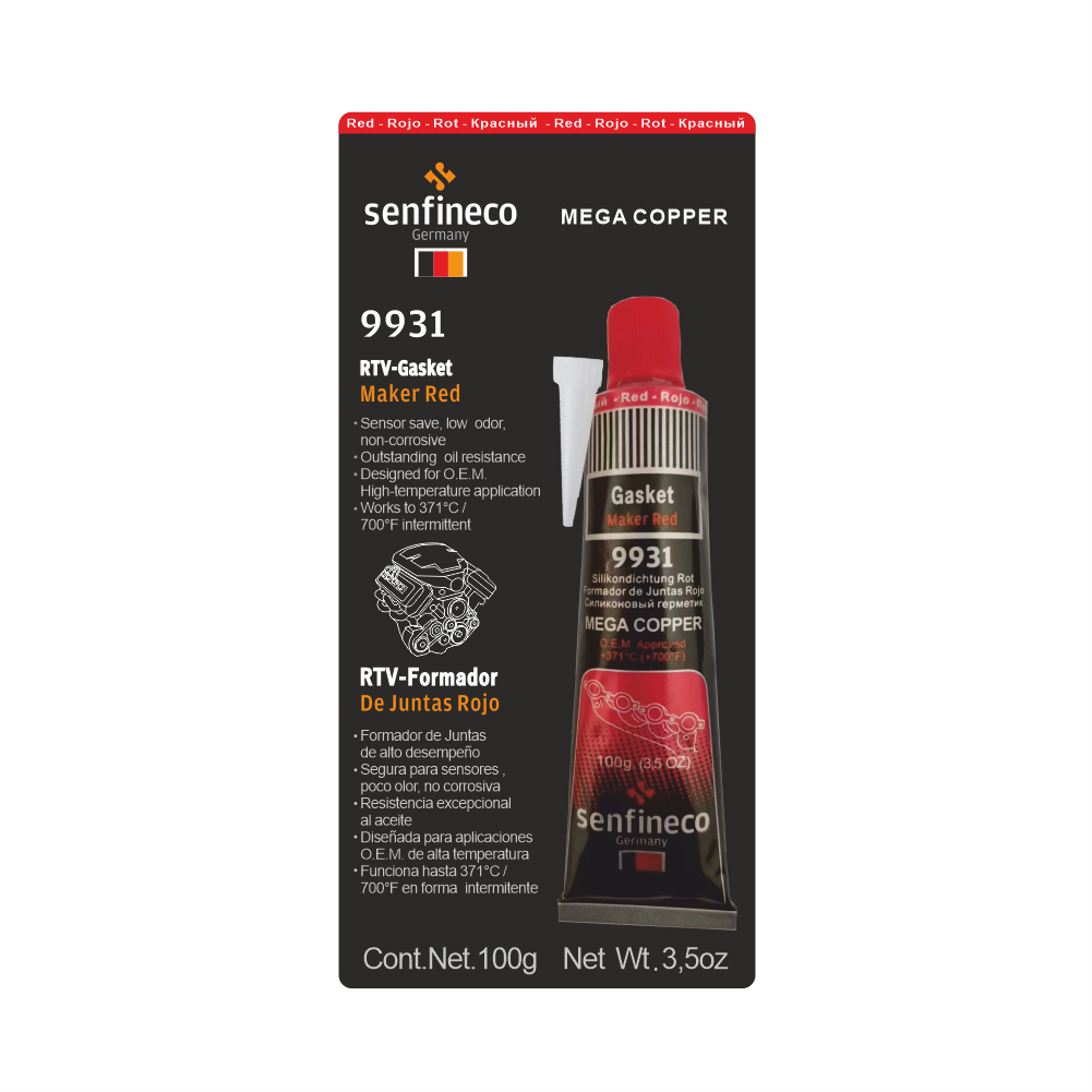 Герметик силікон червоний Senfineco 100 г RTV Silicone Red 9931S