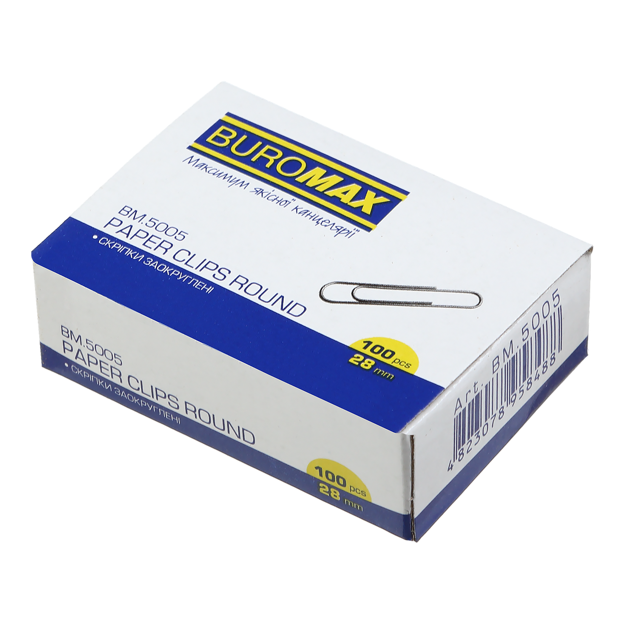 Скріпки 28мм 100 шт нікельовані овальні Buromax BM.5005, фото 1