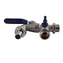 Кран зі штуцером подвійний SELBA 1/2″x3/4″x3/4″ кульовий поливальний SL4086, фото 3