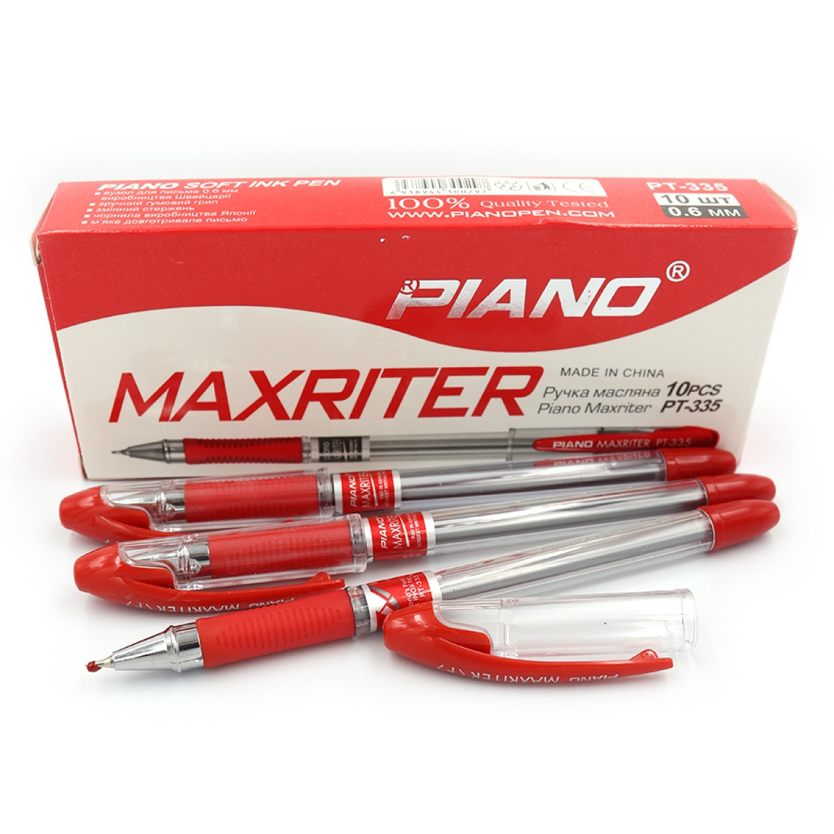 Ручка масляна червона Piano РТ-335 Maxriter