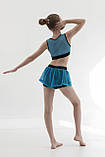 Дитяча форма для гімнастики для дівчаток спортивні подвійні шорти з біфлексу з сіткою і топ Жасмин р. 26-44, фото 2