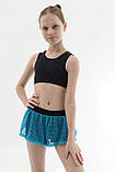 Дитяча форма для гімнастики для дівчаток спортивні подвійні шорти з біфлексу з сіткою і топ Жасмин р. 26-44, фото 3
