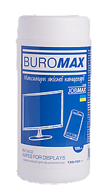 Серветки вологі для екранів і оптики 100шт в тубі Buromax ВМ.0802