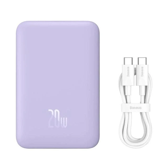 Павербанк з MagSafe 10000mAh 20W Baseus Magnetic з бездротовою зарядкою Qi 15W 3A QC3.0+PD3.0 2in1 Фіолетовий