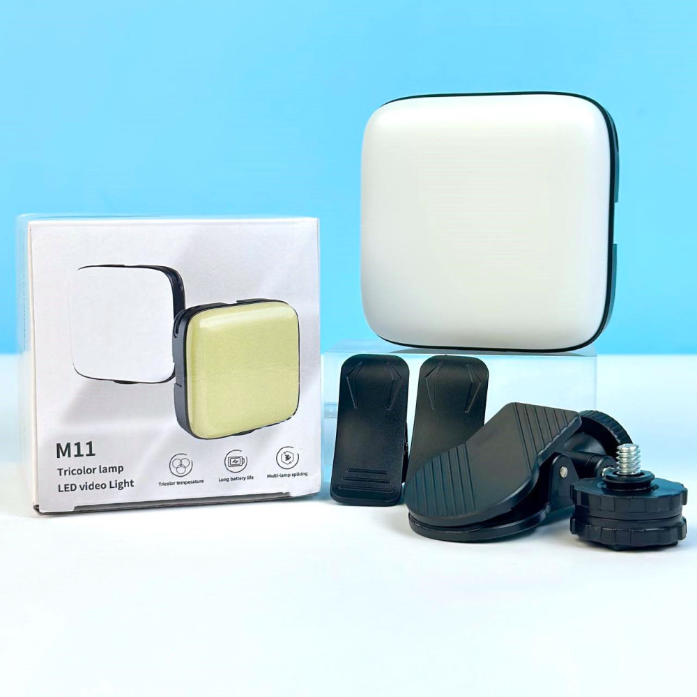Портативне відеосвітло M11 з затискачем для фіксації 2000mAh 3000-9900K (7,5*7.5см)