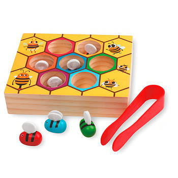 Дитячий розвиваючий іграшка MD 2848 Дерев'яне ігрове поле з бджілками та стільниками