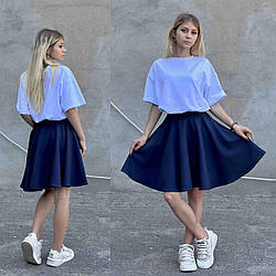 Шкільна спідниця сонце для дівчаток чорна/синя розміри 28–40 (зріст 116–155 см)