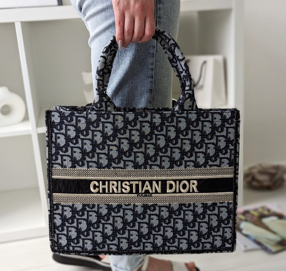Сумка жіноча Dior шоппер текстиль синій