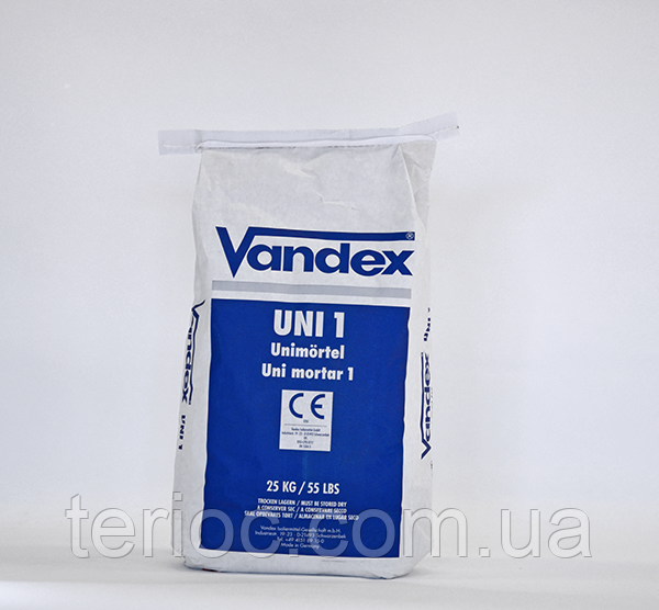 VANDEX UNI MORTAR 1 - Цементна гідроізоляційна та ремонтна суміш, 25кг