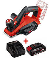 Набір! Рубанок Einhell TE-PL 18/82 Li - Solo +Акб 18V 2,5 Ah+зарядне: 15000 об/хв., глибина: 0-2 мм, фальцю до 8 мм VSA