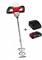 Акумуляторний будівельний міксер для розчину Einhell TE-MX 18 Li - Solo : 18В, 620 об/хв, акум 2.5 ампера + зарядка (4258760) VSA