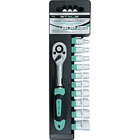 Набір торцевих головок з тріскачкою STELS 1/4 CrV 4-13 мм 11 шт. 14125 VSA