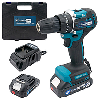 Потужний акумуляторний шуруповерт PROFI-TEC PCD4020BL POWERLine : з АКБ 2 шт-20V х 2.0 Ah + ЗП, 40 Нм VSA