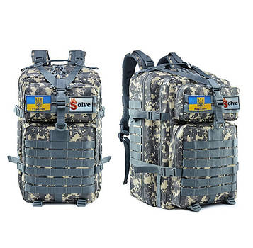 Тактичний похідний рюкзак Solve на 45 л D3-GGL-306 Сірий піксель.PeremogaUA