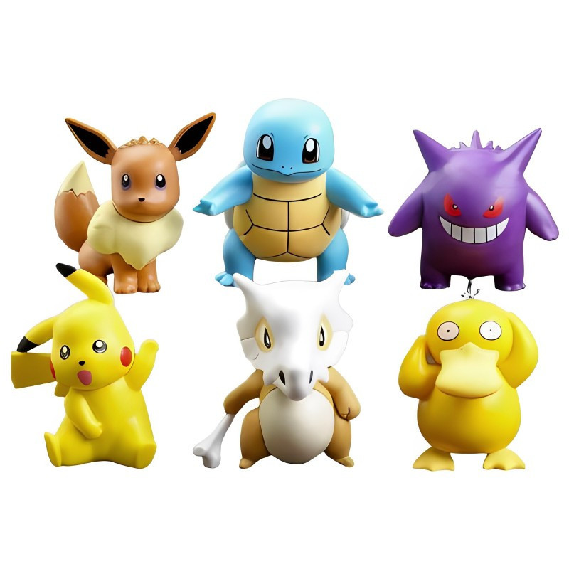 Набір фігурок Покемон: Пікачу, Генгар, Псайдак, Іві, Сквіртл, Кубон, 8 см., фото 1