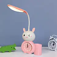 Дитячий настільний годинник з LED лампою та органайзером для ручок Alarm clock XL-800 Настільний годинник Рожевий, фото 3