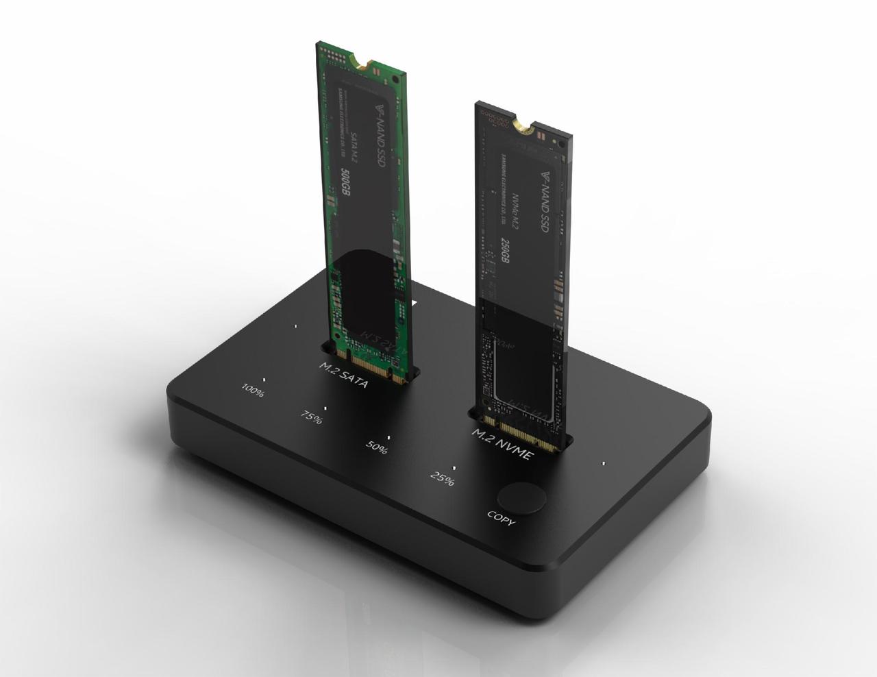Док-станція клонувальник XON MemoryDock для двох M.2 NGFF (SATA) USB 3.1 Type-C Чорна (XMD1C13NG2PB 6457)