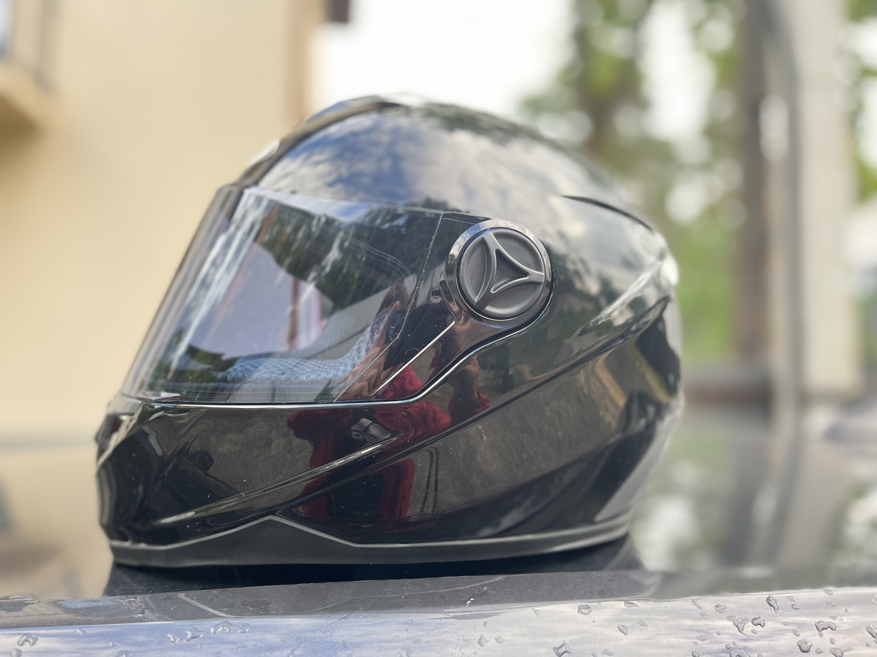 Мотошолом Fxw Hf 122 чорний глянець з тонованим склом