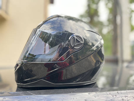 Мотошолом Fxw Hf 122 чорний глянець з тонованим склом, фото 1