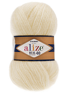 Angora Real 40 Alize-01 молочний із жовтинкою