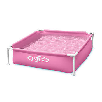 Квадратний каркасний басейн Intex 57172 для дачі 122x122x30 см на 337 л Рожевий