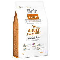Корм для собак Брит вагою від 10 до 25 кг Brit Care Adult Medium Breed Lamb and Rice 3 кг