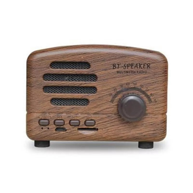 Музична колонка міні Bluetooth в ретро стилі FM радіо microSD BT01 Волоський горіх