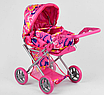Чарівна коляска-трансформер для дівчинки 3 види Рожева зі знімною люлькою матрацом і складним механізм, фото 6