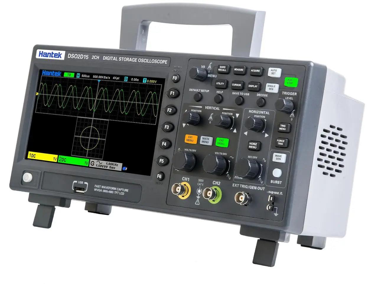Цифровий осцилограф Hantek DSO2D15, 2 канали (2х150МГц) + генератор сигналу