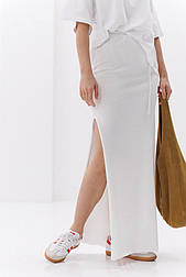 Жіноча в'язана довга спідниця з розрізом