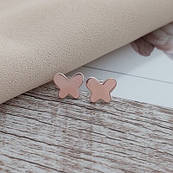 Сережки пусети срібні метелики із золотими пластинами без каменів