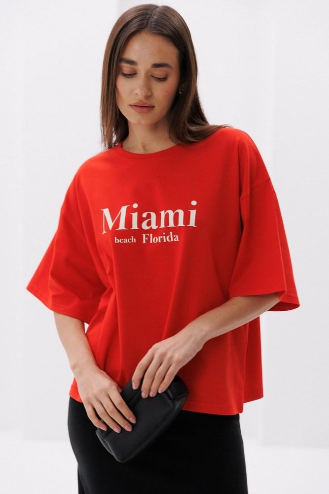 Жіноча фуболка оверсайз із написом MIAMI