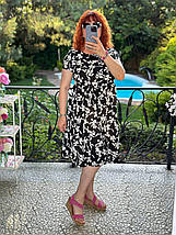 Літня красива сукня вільного крою з короткими рукавами із софту розміри батал, фото 3