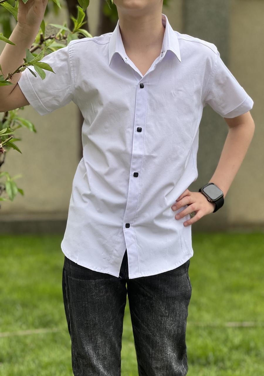 Сорочка класична для хлопців, короткий рукав, р. 6-11 років, чорна кнопка