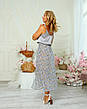 Спідниця літня жіноча трапеція "Калина" сірого кольору в квітковий принт із шифонової тканини розмір 54, фото 7