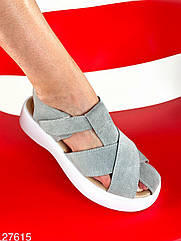 Жіночі сірі босоніжки натуральна замша Розміри 41