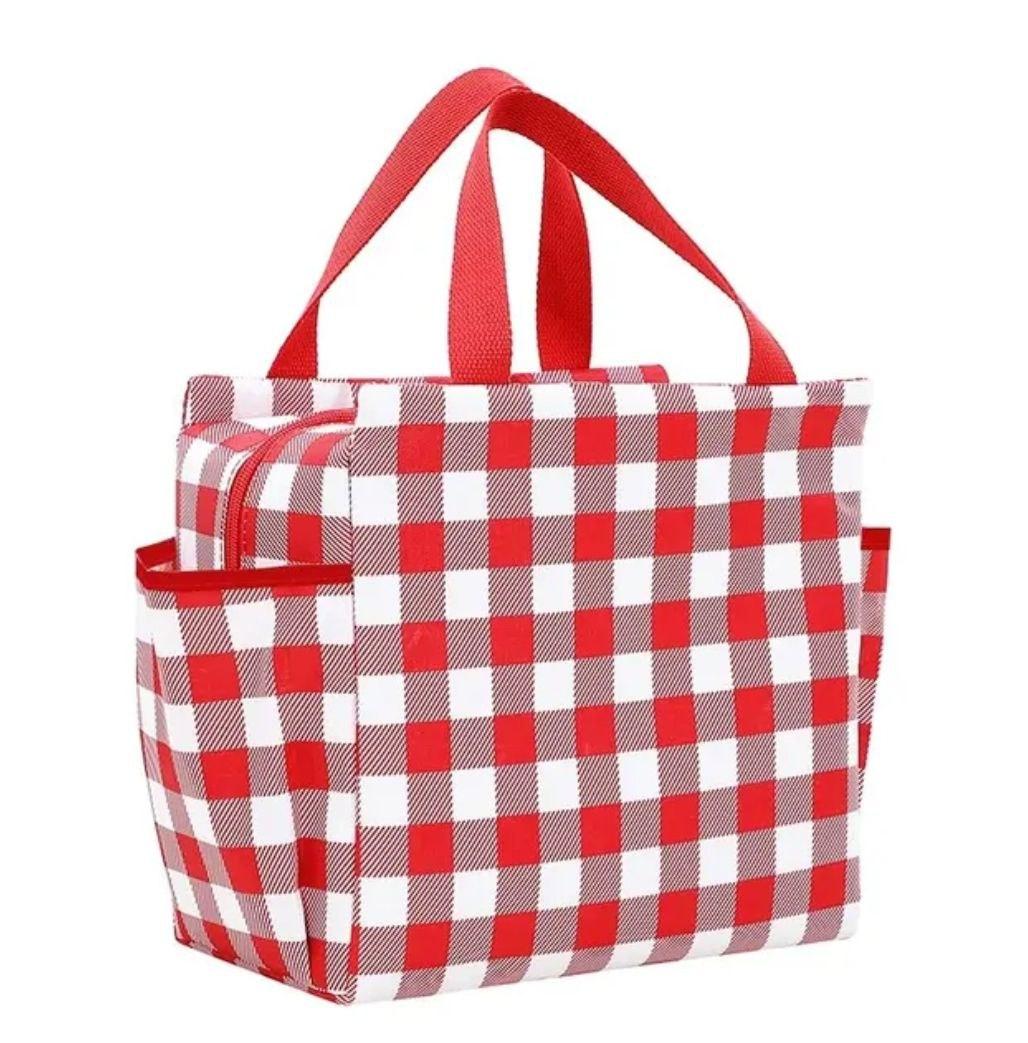 Термобокс для обідів ланч бокс у клітинку Червона