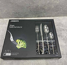 Набір столових приборів Ardesto Black Mars Monza 24 предмети неіржавка сталь (AR0724MS)
