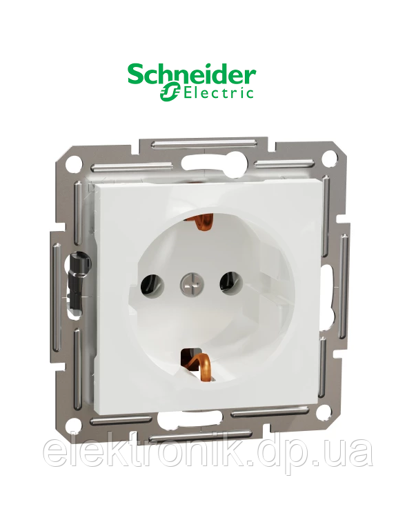 Розетка с заземлением Shneider-Electric Asfora белая без рамки EPH2970121