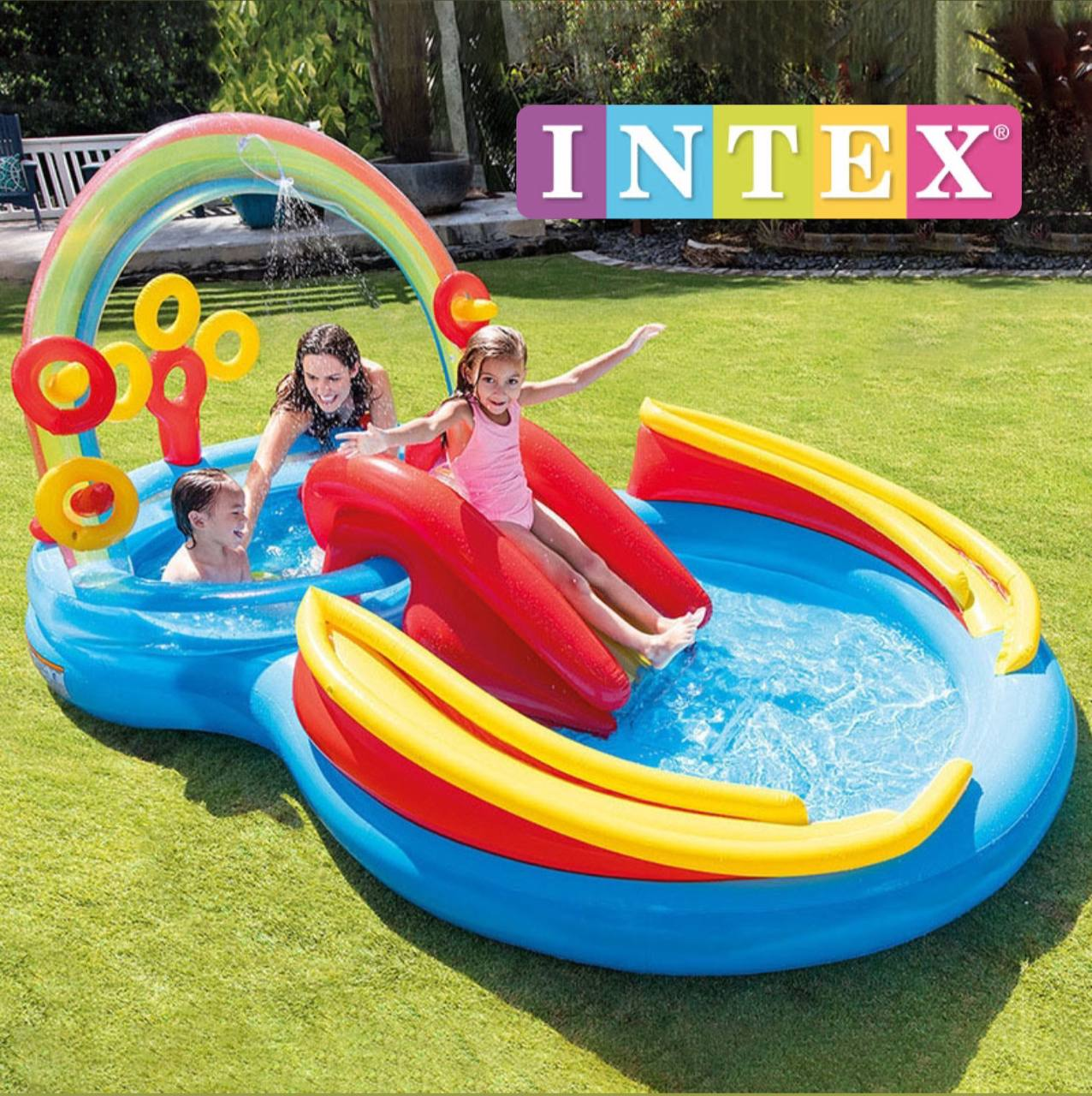 Дитячий надувний ігровий центр Intex 57453 Веселка, 297-193-135см